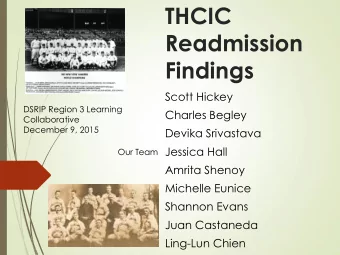THCIC  Readmission  Findings  Scott Hickey  DSRIP Region 3 Learning  Charles Begley  Collaborative