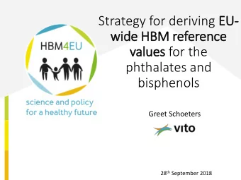 values for the  phthalates and  bisphenols  Greet Schoeters 28 th September 2018  Coll  llecting