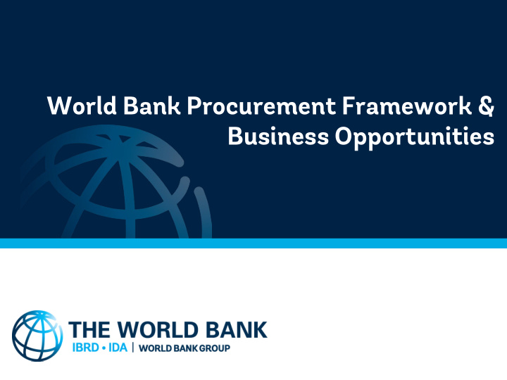 world bank procurement framework business opportunities