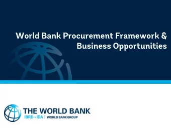 World Bank Procurement Framework &amp;  Business Opportunities  WORK WITH GOVERNMENTS  WORK WITH