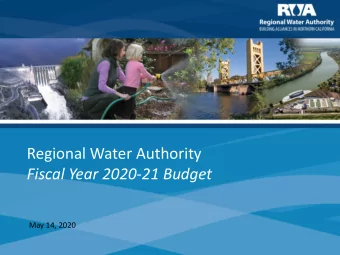 Regional Water Authority  Fiscal Year 2020-21 Budget  May 14, 2020  Overview  Proposed Dues