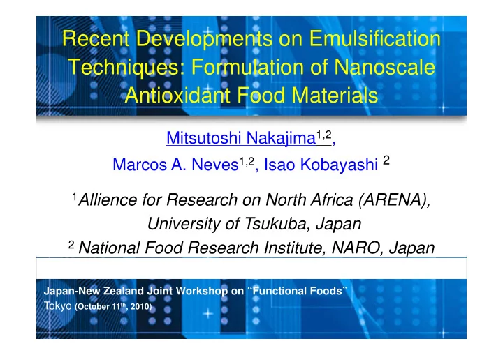 recent developments on emulsification techniques