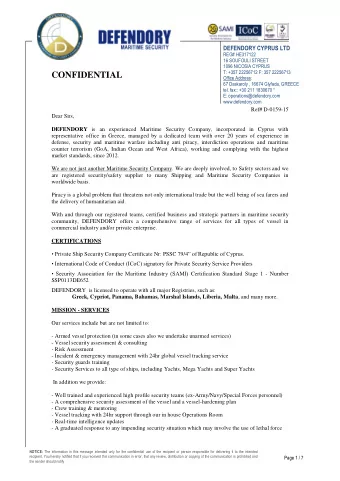 CONFIDENTIAL  Office Address:  67 Daskaroly , 16674 Glyfada, GREECE  tel. fax:: +30 211 1830670 *