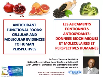 LES ALICAMENTS  ANTIOXIDANT  FONTIONNELS  FUNCTIONAL FOODS:  ANTIOXYDANTS:  CELLULAR AND  DONNEES