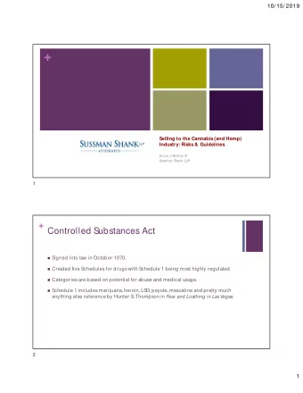 +  Selling to the Cannabis (and Hemp)  Industry: Risks &amp;  Guidelines  Victor J  . Roehm III