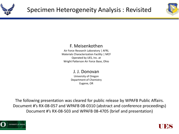 specimen heterogeneity analysis revisited
