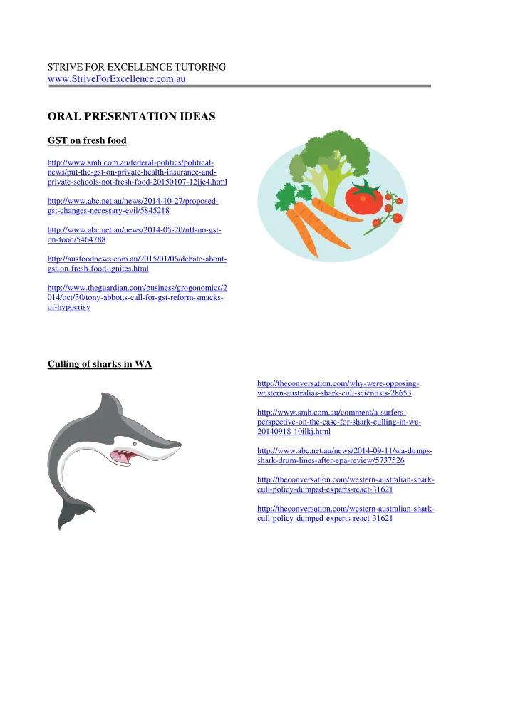 oral presentation ideas gst on fresh food http smh com au