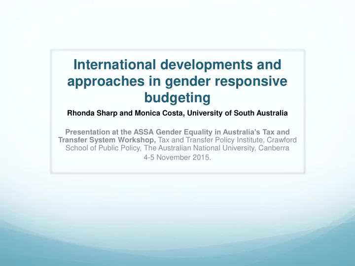 international developments and