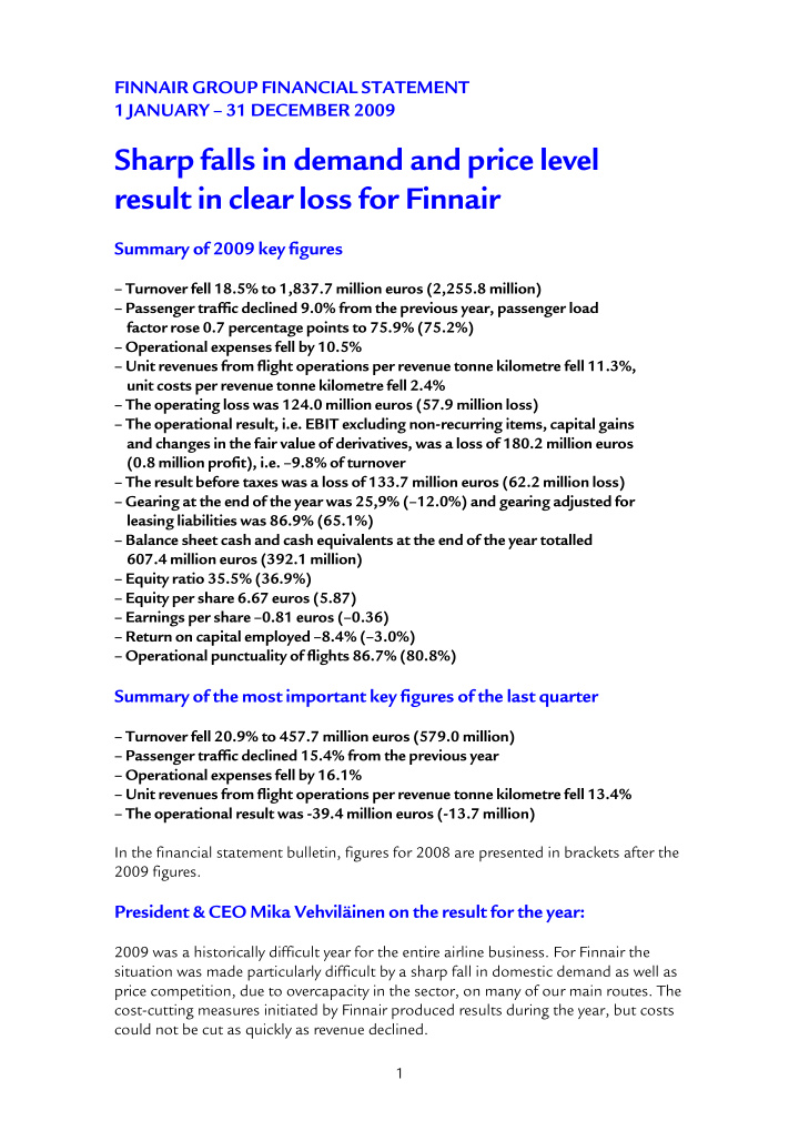 sharp falls in demand and price level result in clear