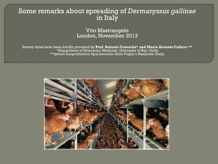 some remarks about spreading of dermanyssus gallinae