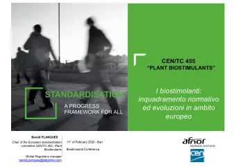 STANDARDISATION  inquadramento normativo  A PROGRESS  ed evoluzioni in ambito  FRAMEWORK FOR ALL