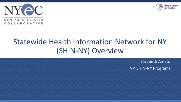 statewide health information network for ny shin ny