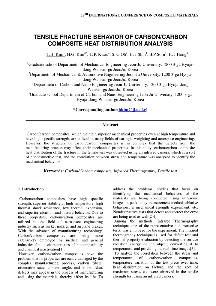 tensile fracture behavior of carbon carbon composite heat