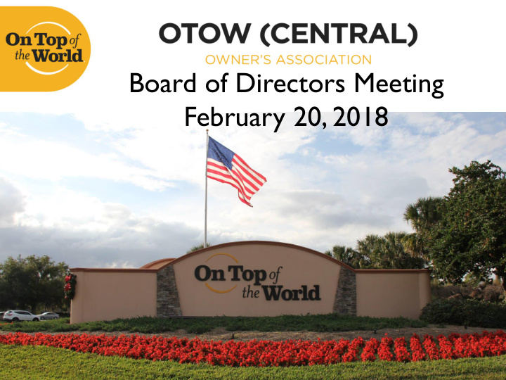 board of directors meeting february 20 2018
