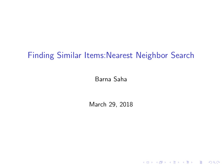 finding similar items nearest neighbor search