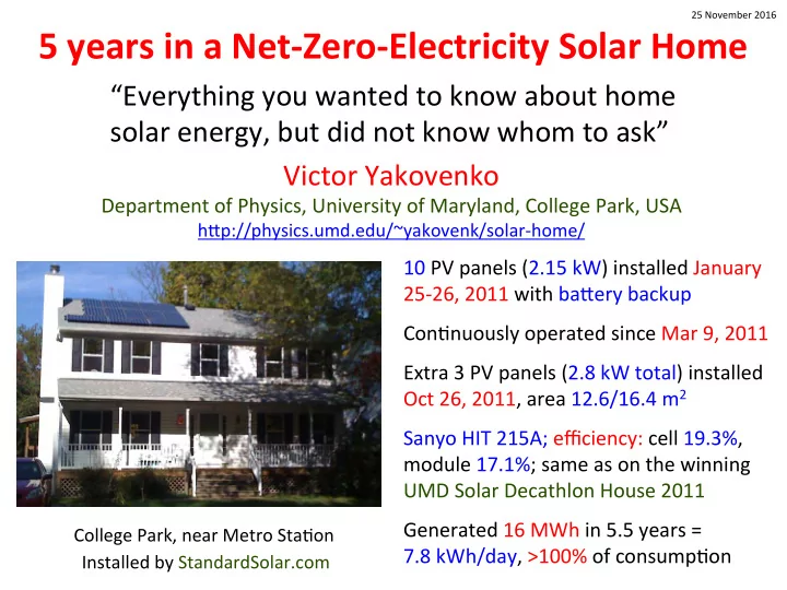 5 years in a net zero electricity solar home