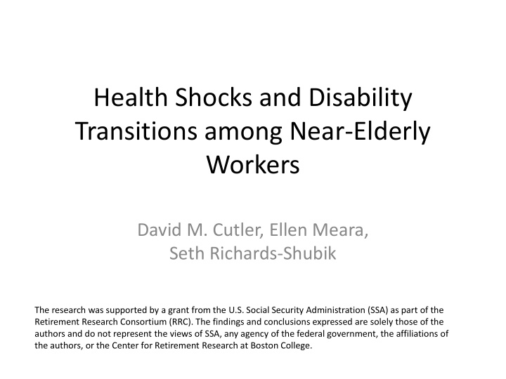 health shocks and disability transitions among near