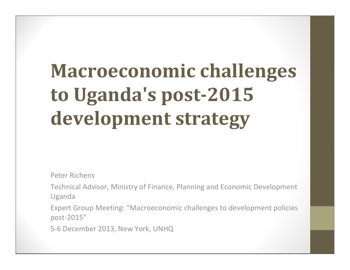 macroeconomic challenges to uganda s post 2015