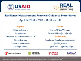 April 12, 2018 at 9:00  10:30 am EDT  Agenda  Wi-Fi  Welcome Remarks  Name: OFDA-Wireless