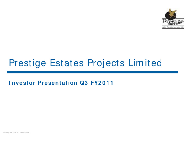 prestige estates projects limited