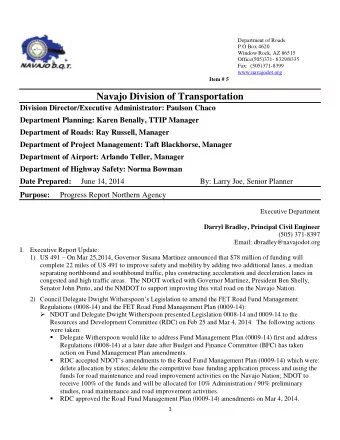 Navajo Division of Transportation  Division Director/Executive Administrator: Paulson Chaco