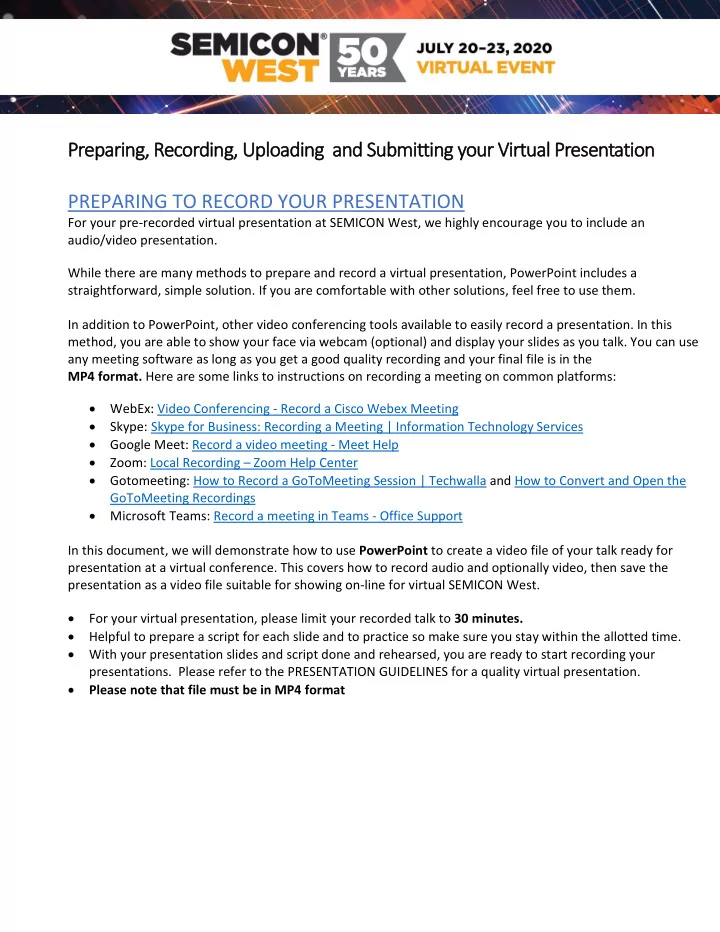 prep eparing ng recording uploading and su submitting