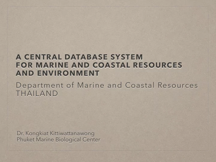 department of marine and coastal resources thailand