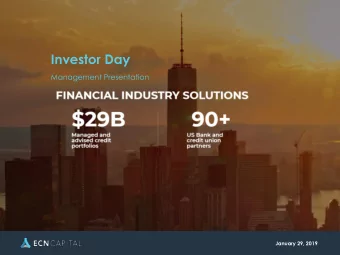 Investor Day  Management Presentation  January 29, 2019  FINANCIAL INDUSTRY SOLUTIONS  Presentation