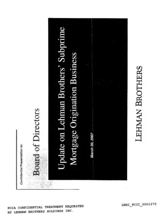 LBHI FCIC 0001272 FOIA CONFIDENTIAL TREATMENT REQUESTED BY LEHMAN BROTHERS HOLDINGS INC. Executive