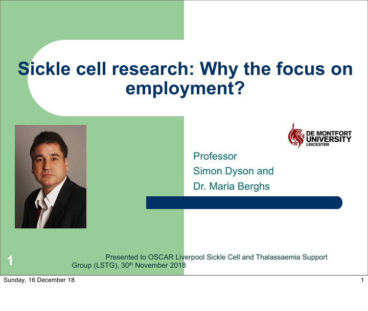 sickle cell research why the focus on employment