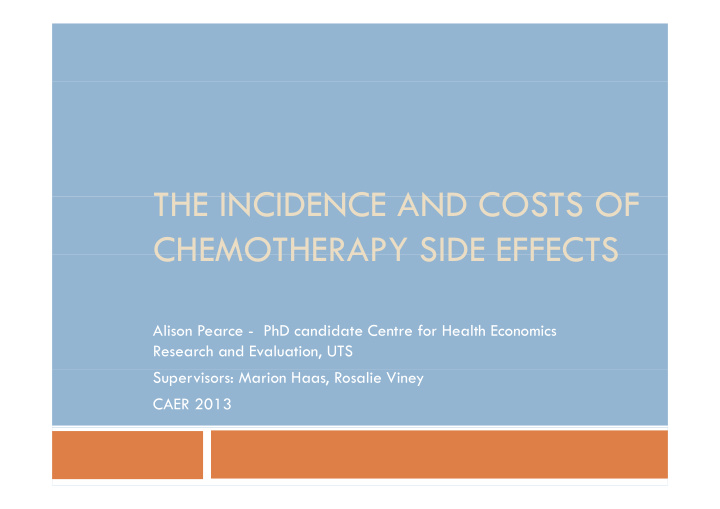 the incidence and costs of the incidence and costs of