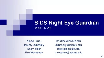 SIDS Night Eye Guardian  MAY14-29  Nicole Bruck  bruckna@iastate.edu  Jeremy Dubansky