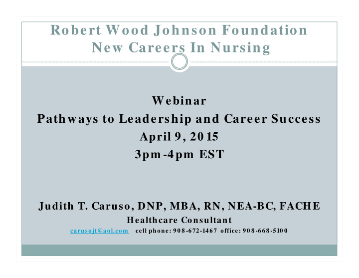 robert wood johnson foundation new careers in nursing