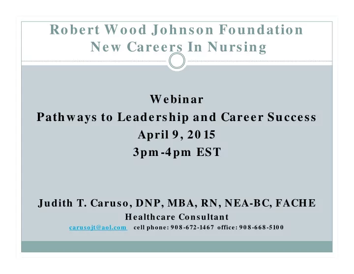 robert wood johnson foundation new careers in nursing