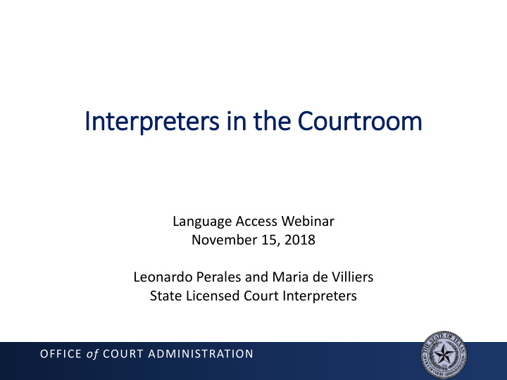 in interpreters in in the courtroom