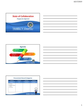 State of Collaboration  Prepare for Approval  1  1  Agenda  2  Procurement Record Categories