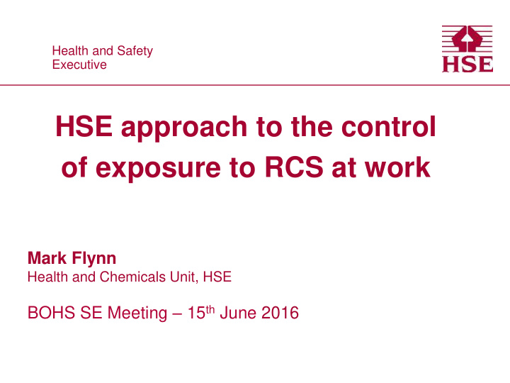 hse approach to the control