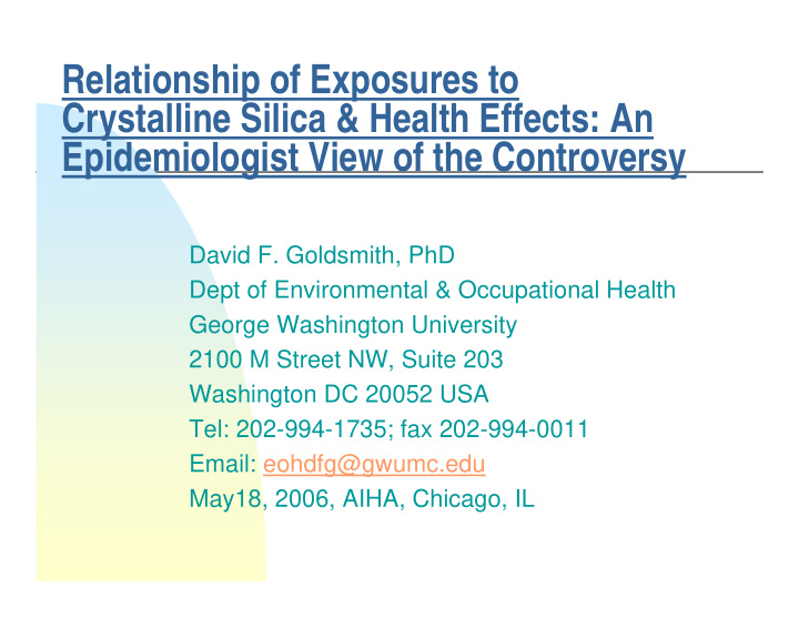 relationship of exposures to crystalline silica health