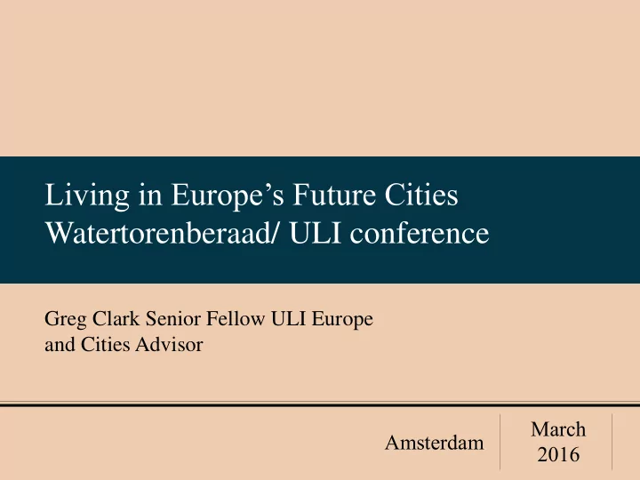 living in europe s future cities