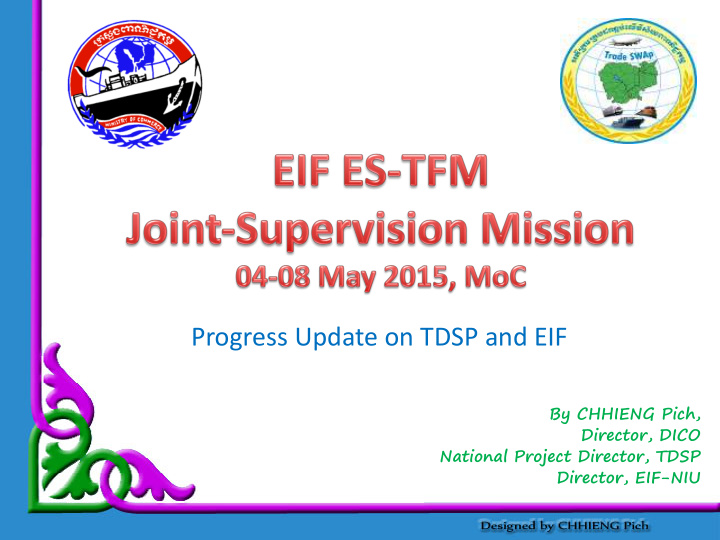 progress update on tdsp and eif