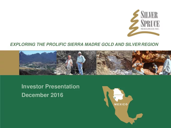 investor presentation december 2016 cautionary statement