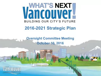 Presentation Title  2016-2021 Strategic Plan  Oversight Committee Meeting  October 10, 2016  Agenda