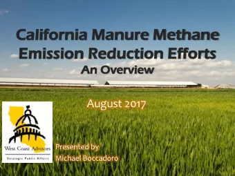 Ca  Cali  lifo  forni  nia Ma  Manur  nure Me  Metha  hane  ne  Emi  Emission  on Re  Reduct  ction