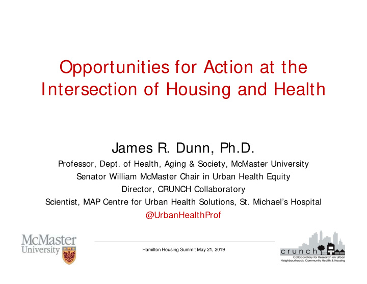 opportunities for action at the intersection of housing