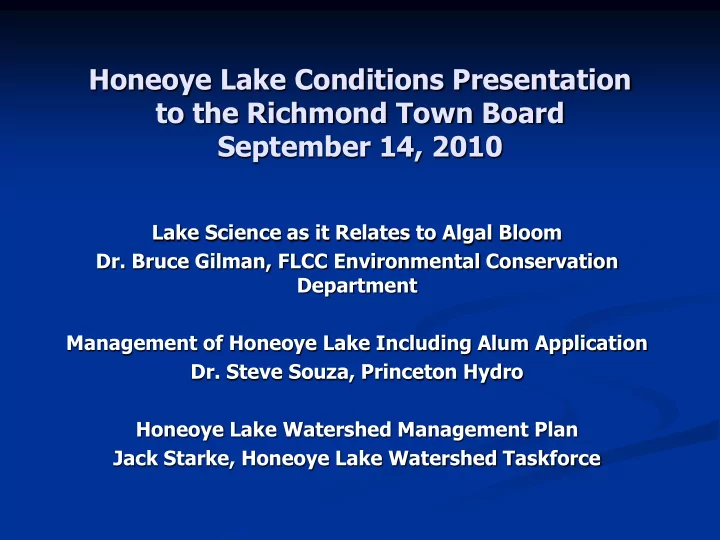 to the richmond town board