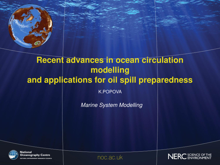 recent advances in ocean circulation