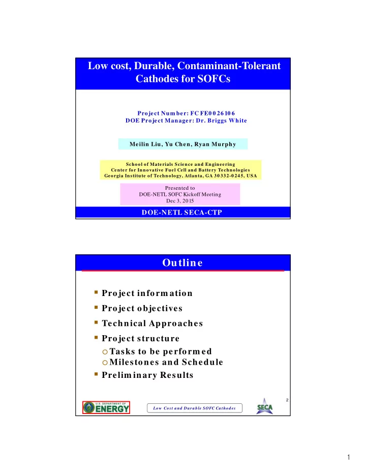 low cost durable contaminant tolerant cathodes for sofcs