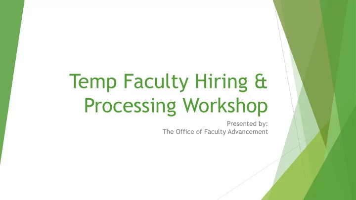 temp faculty hiring