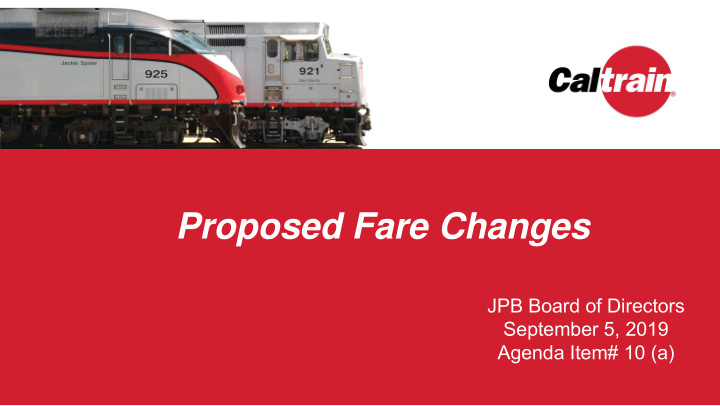proposed fare changes