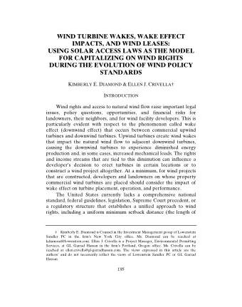 WIND TURBINE WAKES, WAKE EFFECT  IMPACTS, AND WIND LEASES:  USING SOLAR ACCESS LAWS AS THE MODEL